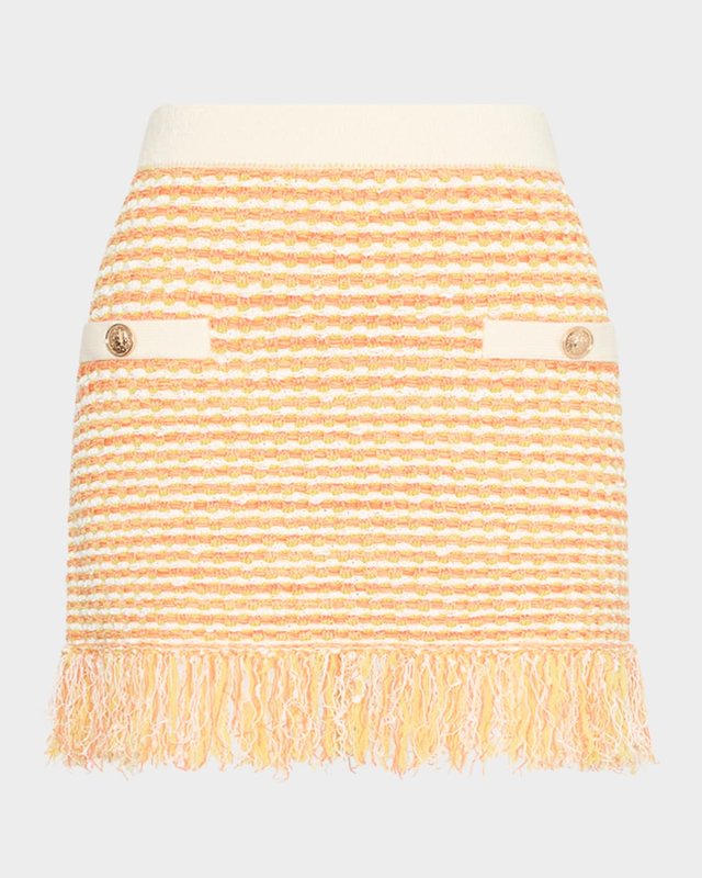 Kali Fringed Tweed Knit Mini Skirt
